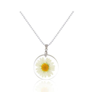 Transparent Resin Dried Flower Daisy Necklace