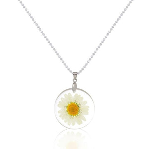 Transparent Resin Dried Flower Daisy Necklace