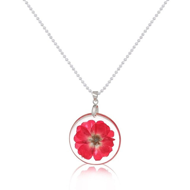 Transparent Resin Dried Flower Daisy Necklace