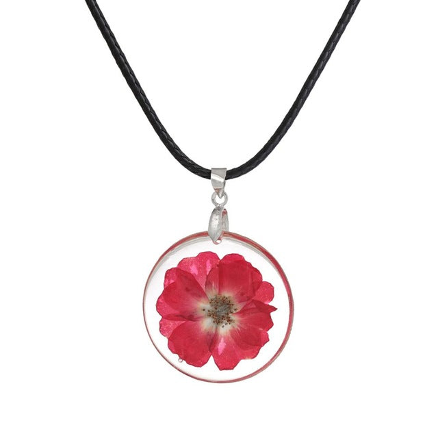 Transparent Resin Dried Flower Daisy Necklace