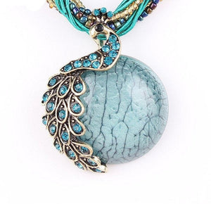 Blue Natural Crystal Stone Pendant Necklace
