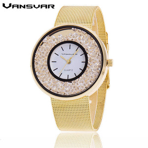 Fashion Stainless Steel Rose Gold & Silver Band Quartz Watch