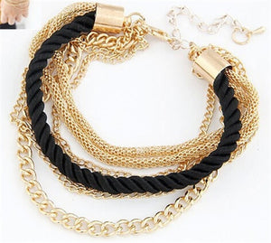 Multilayer Gold Chain Charm Bracelet