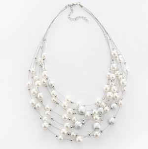 Multi Layer Chains Imitation Pearl Necklaces