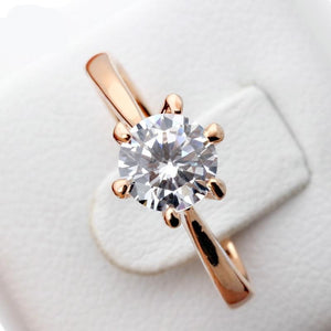 Classic Simple Design Sparkling Solitaire Ring