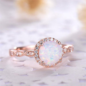 Round Fire Opal Rings