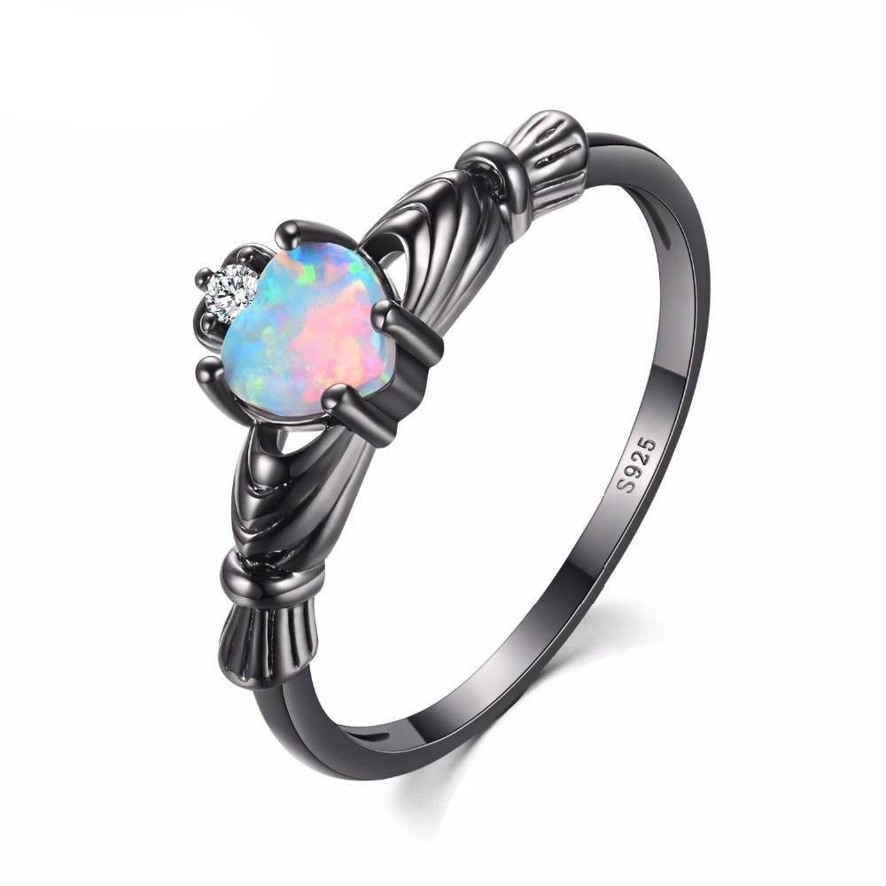 Charming Heart Shape Fire Opal Rings