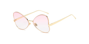 Women Fashion Metal Butterfly Oversized Cat Eye Sunglasses