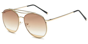 Women Classic Metal Round Oversized Aviator Style Fashion Sunglasses