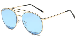 Women Classic Metal Round Oversized Aviator Style Fashion Sunglasses