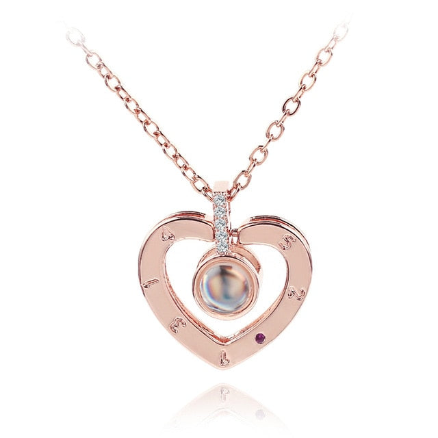 I love you Projection Pendant Necklace