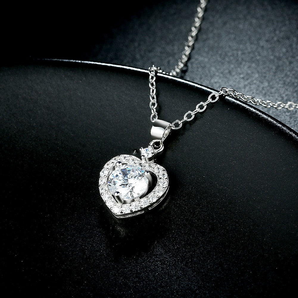 Swarovski® Crystal Elements  Heart Stone Sterling Silver Necklace